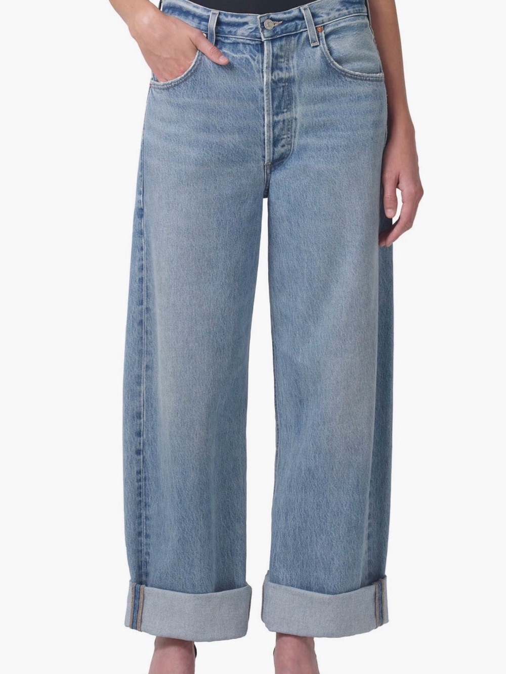 Citizens Of Humanity Ayla Baggy Organic Cotton Wide Leg Jeans in Skylights Wash